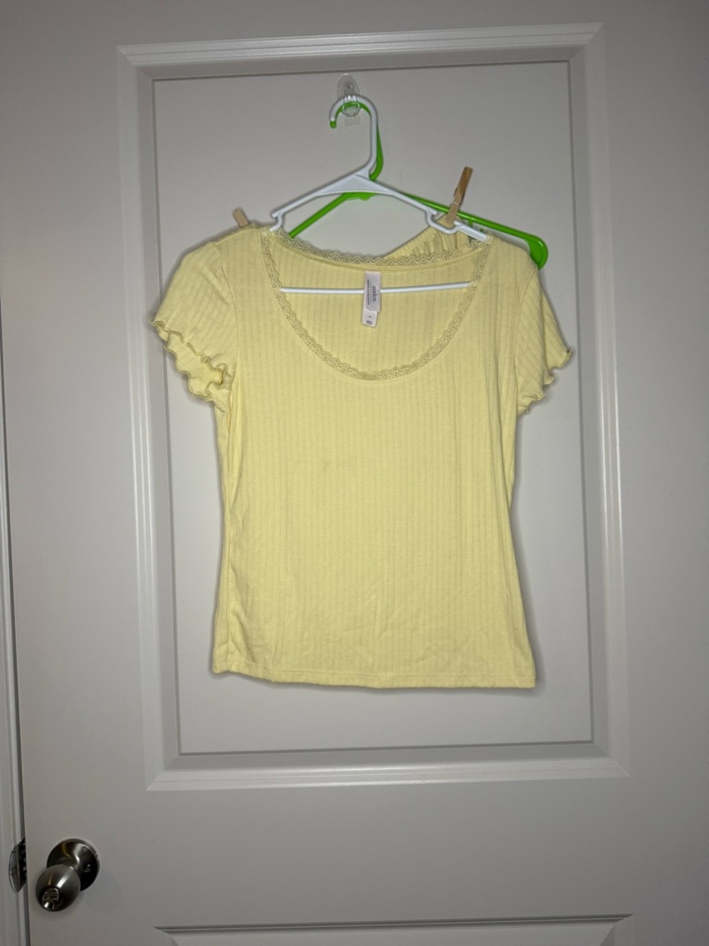 Auden Pale PJ set Yellow Ribbed Scoop Neck Short Sleeve and shorts